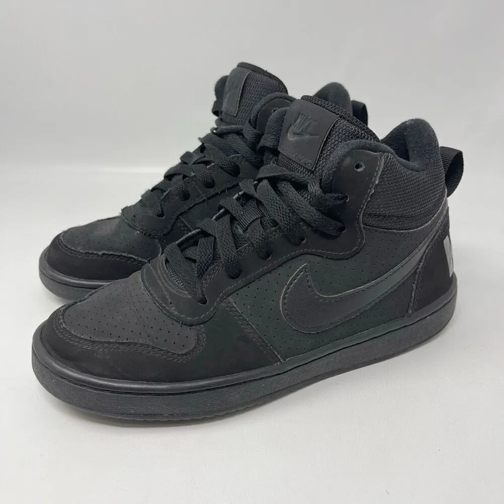 Nike Court Borough Mid 839977-001 Black Basketball Shoes Sneakers Youth Size 4.5